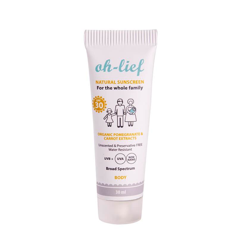 Oh-Lief Natural Body Sunscreen UVA/UVB protection 30ml
